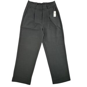 Old Navy Taylor Wide Leg Trouser Pants Black High Rise Pleated Womens Medium NEW